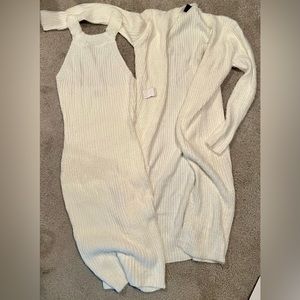 Brand new Blanc fuzzy sweater dress with over up sweater